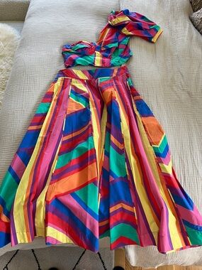 Vibrant Multicolor Striped Two-Piece Set